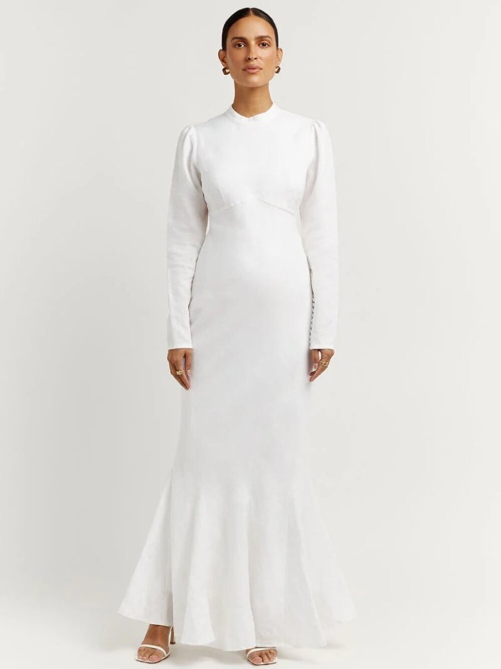 DISSH Aisle White Linen Sleeve Midi Dress NEW